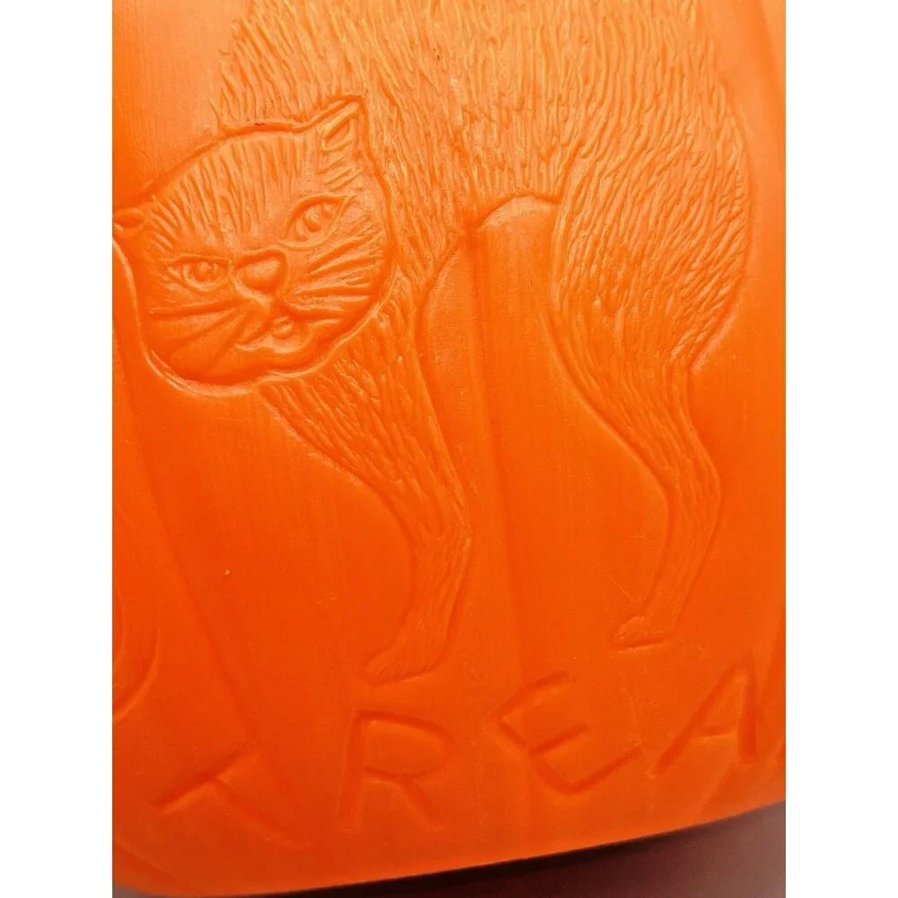 AJ Renzi Halloween Blow Mold Trick Or‎ Treat Pumpkin Cat Bucket 2 Sided Vintage